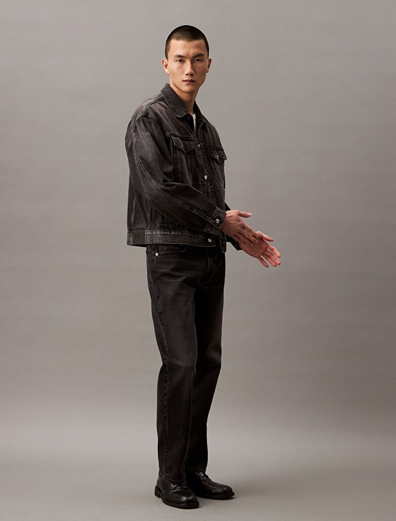 Calvin Klein Gri Renkli Erkek 90s Black Fog Trucker Ceket