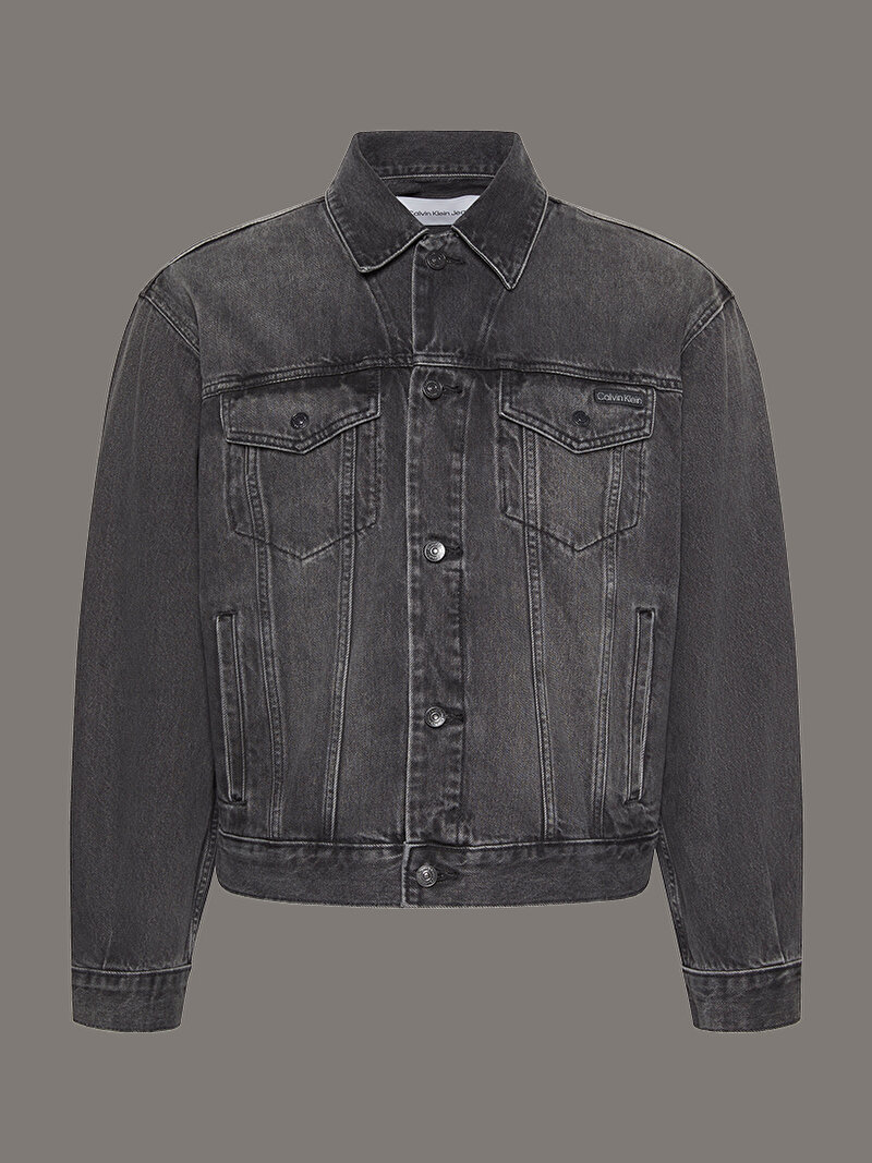 Calvin Klein Gri Renkli Erkek 90s Black Fog Trucker Ceket