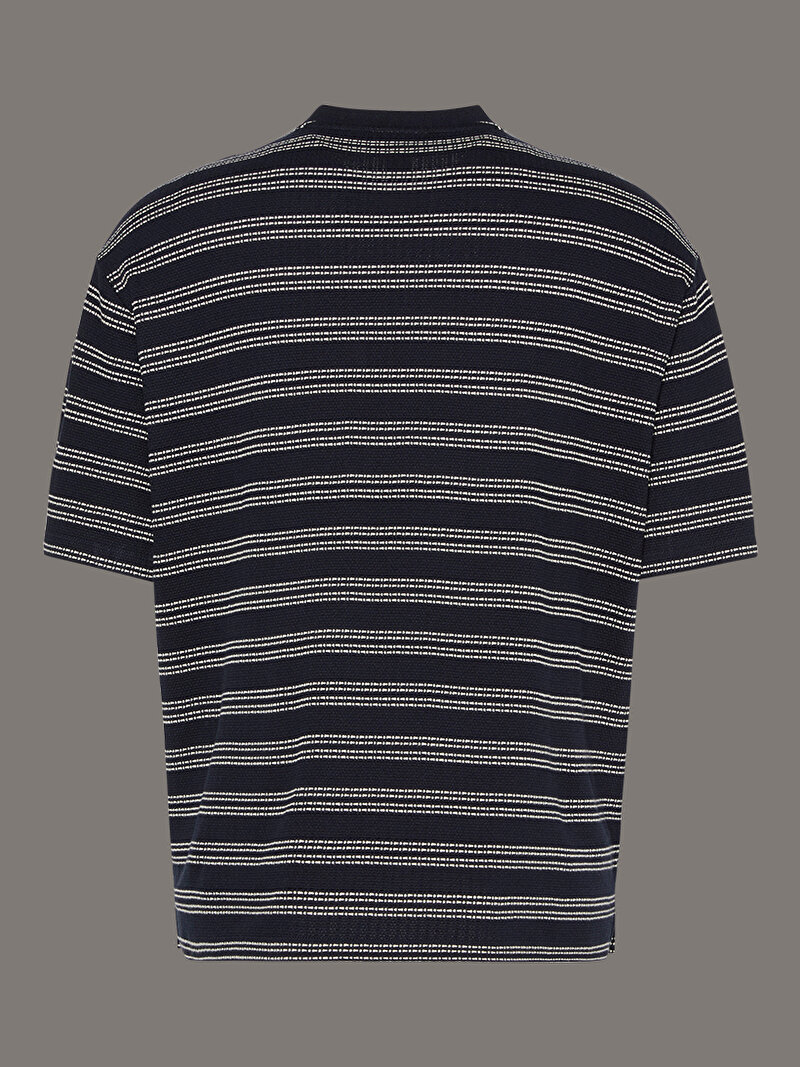 Calvin Klein Lacivert Renkli Erkek Stripe Jacquard T-shirt