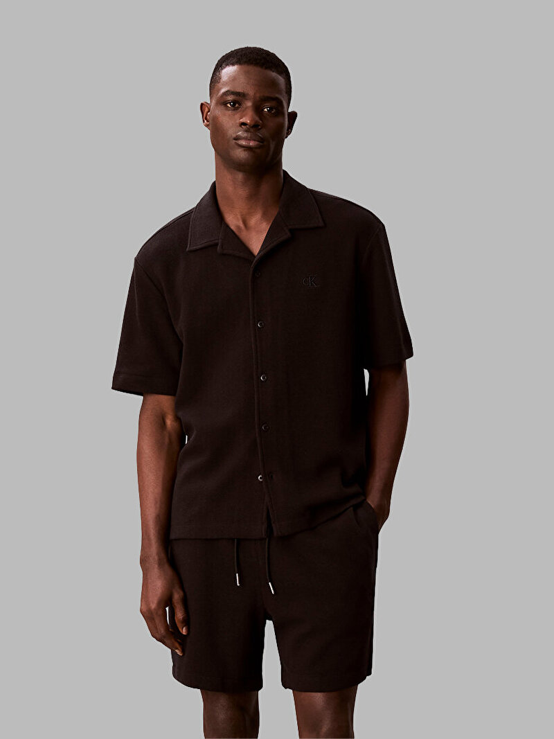 Calvin Klein Siyah Renkli Erkek Cotton Waffle Polo T-shirt