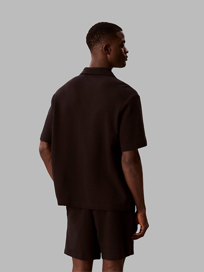 Calvin Klein Siyah Renkli Erkek Cotton Waffle Polo T-shirt