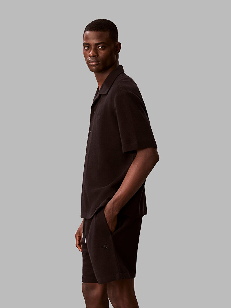 Calvin Klein Siyah Renkli Erkek Cotton Waffle Polo T-shirt