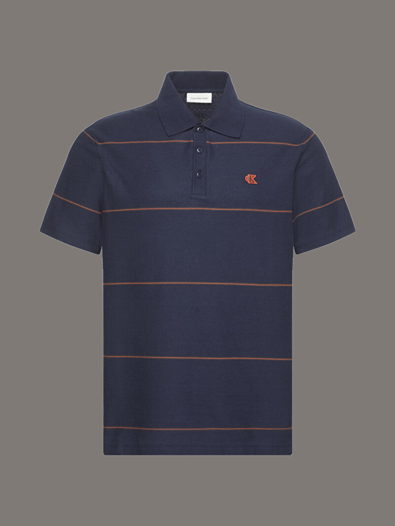 Calvin Klein Lacivert Renkli Erkek Cross Grain Stripe Polo T-shirt