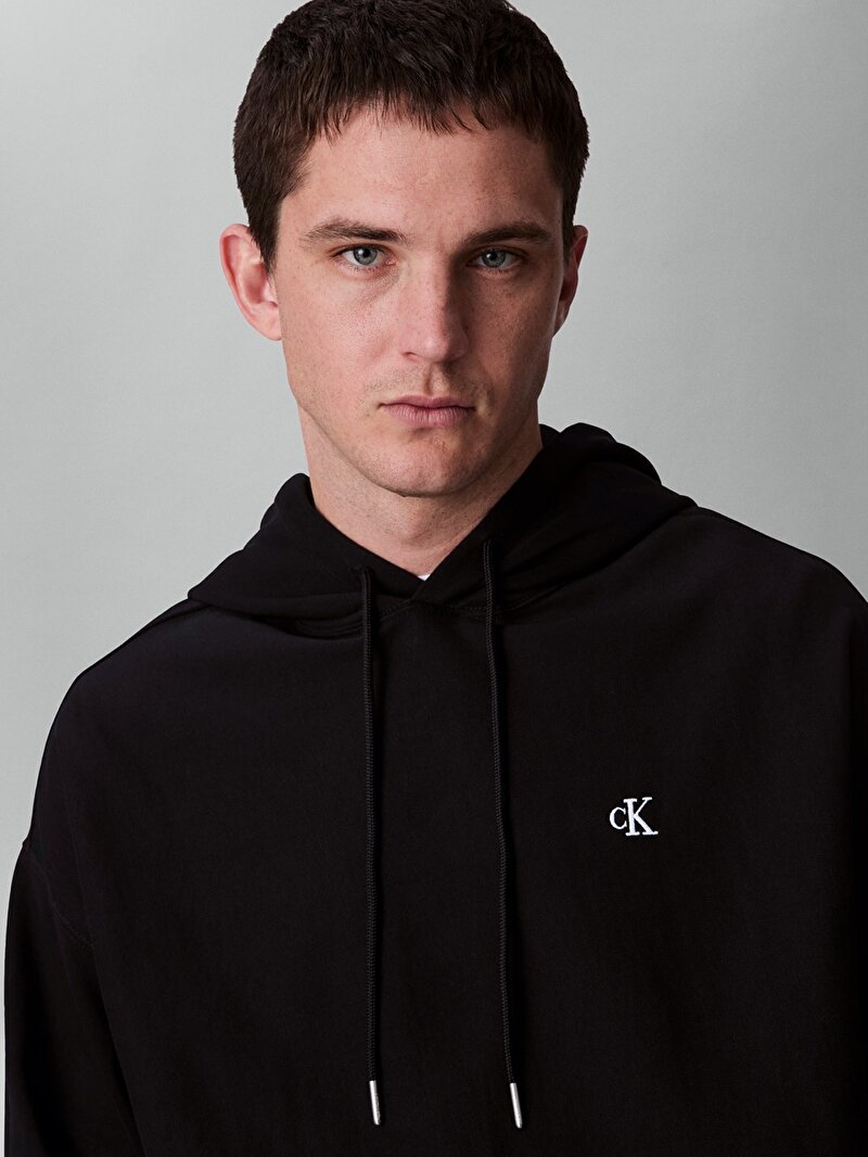 Calvin Klein Siyah Renkli Erkek Premium Terry Monogram Sweatshirt