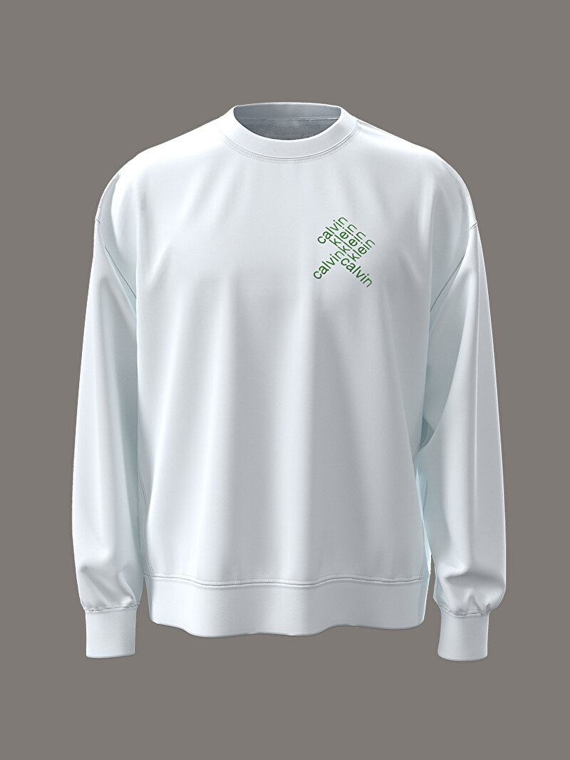 Calvin Klein Beyaz Renkli Erkek 350 Terry Sweatshirt