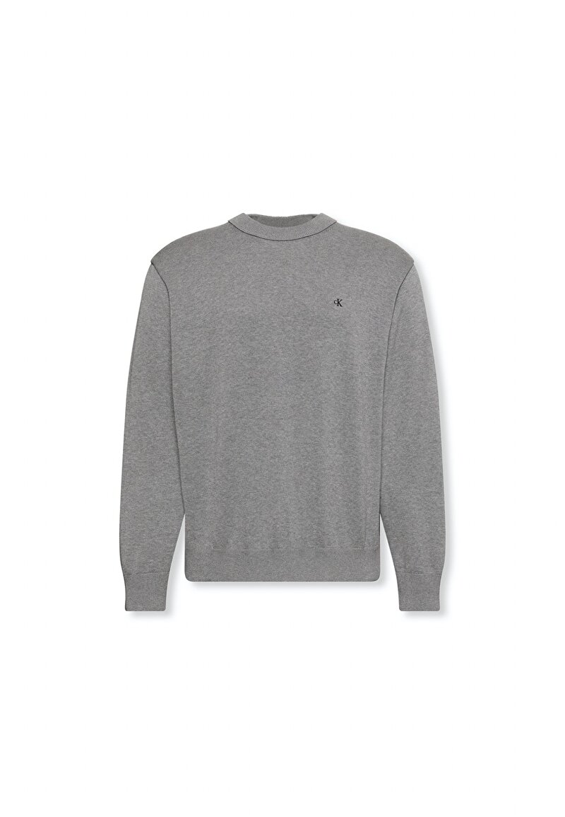 Calvin Klein Gri Renkli Erkek Cotton Relaxed Kazak