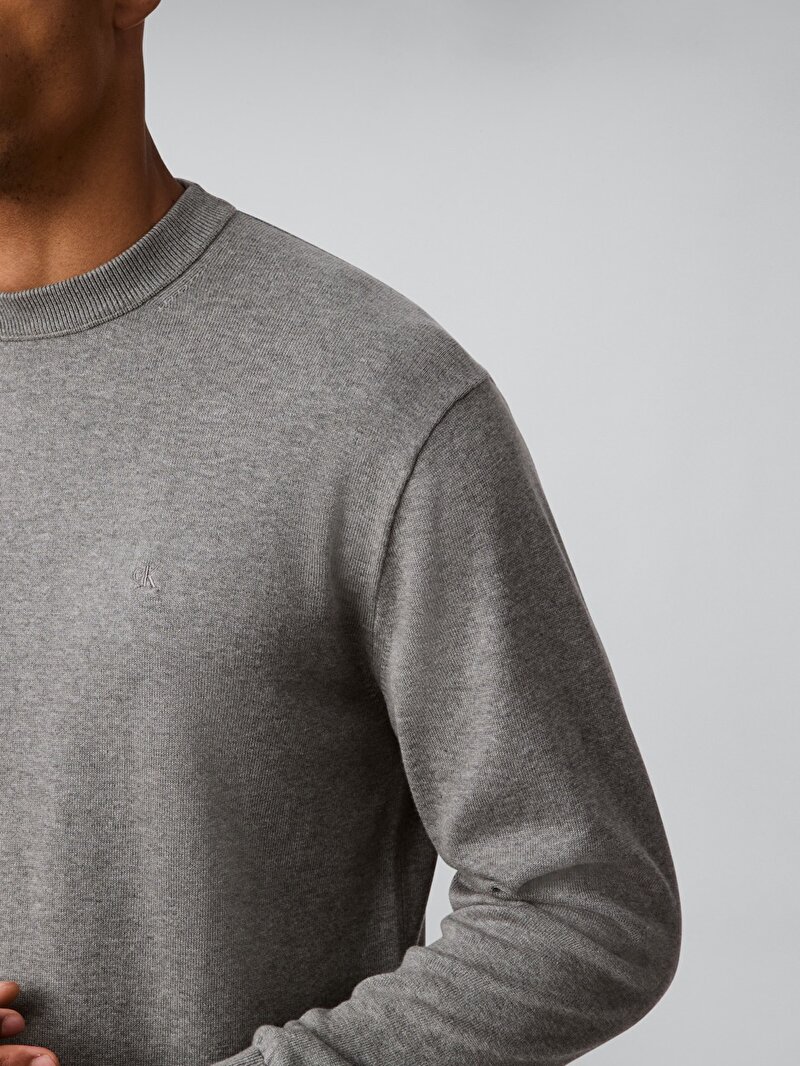 Calvin Klein Gri Renkli Erkek Cotton Relaxed Kazak