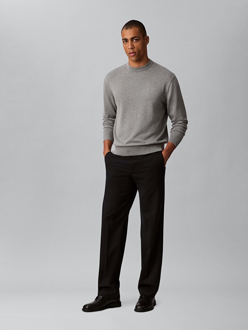 Calvin Klein Gri Renkli Erkek Cotton Relaxed Kazak