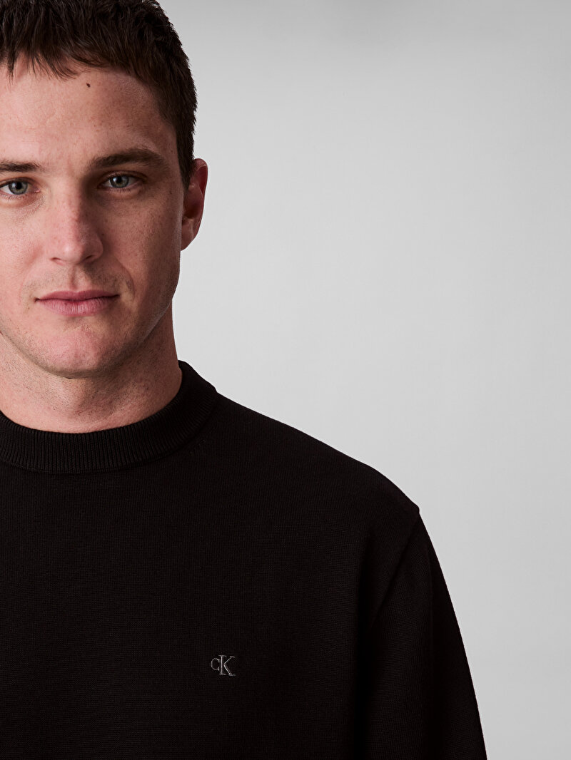 Calvin Klein Siyah Renkli Erkek Cotton Relaxed Kazak