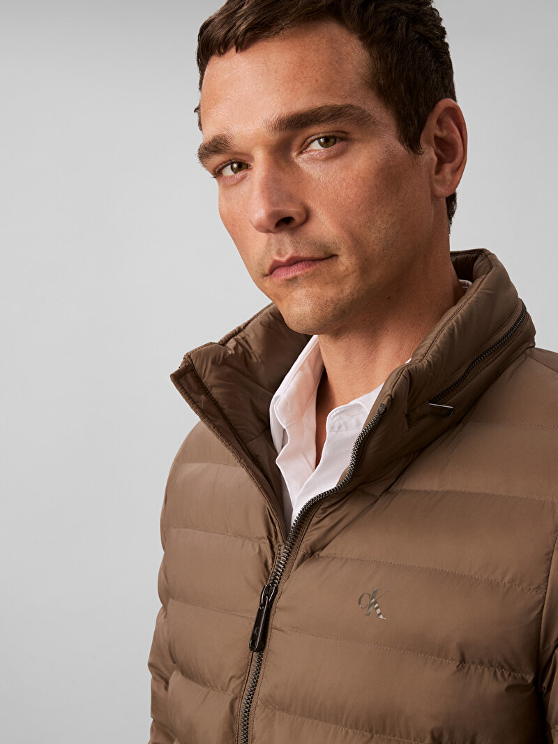 Calvin Klein Bej Renkli Erkek Naylon Hooded Mont