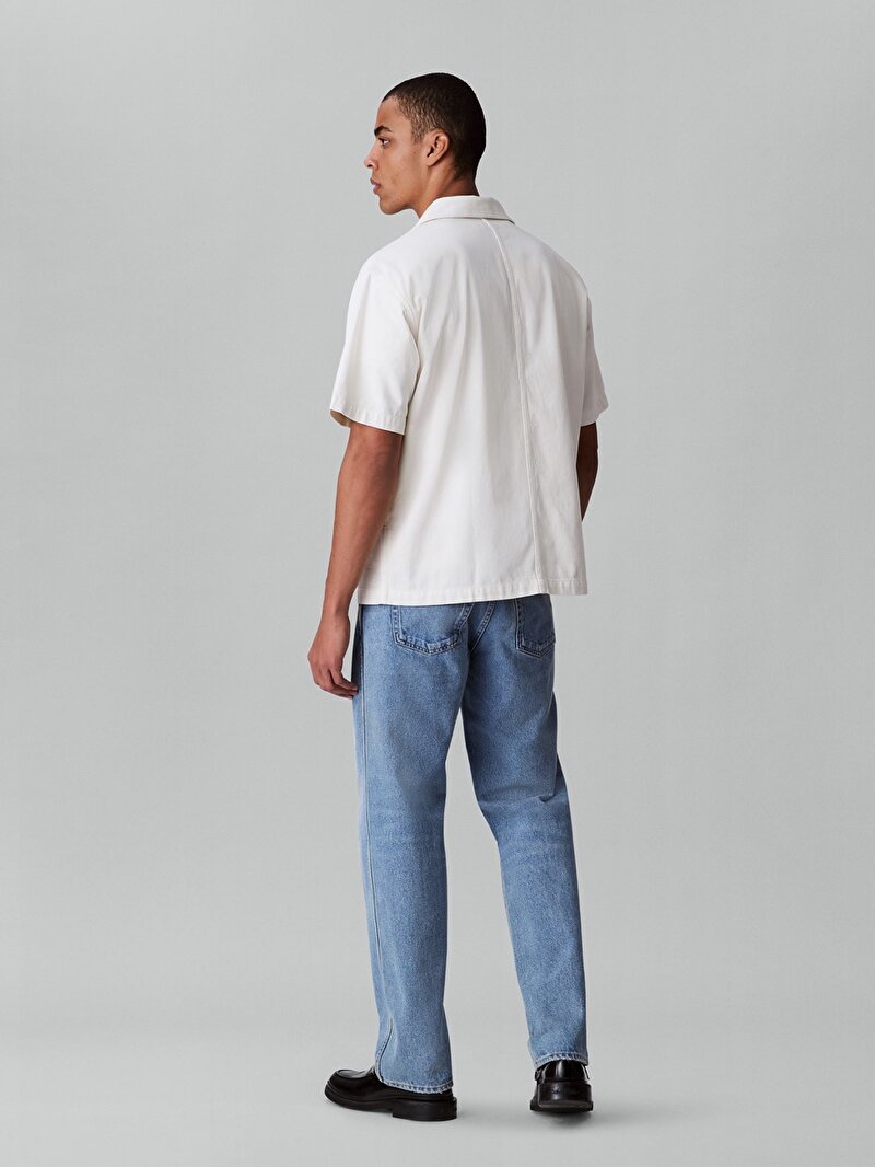 Calvin Klein Bej Renkli Erkek Washed Bone Denim Gömlek