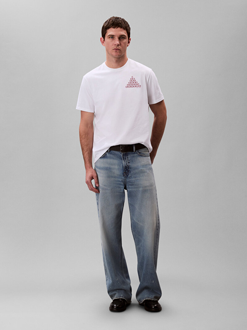 Calvin Klein Beyaz Renkli Erkek 20s Calvin T-shirt