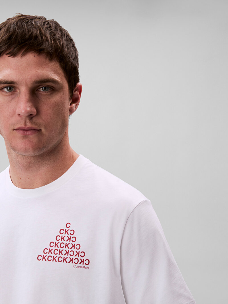Calvin Klein Beyaz Renkli Erkek 20s Calvin T-shirt