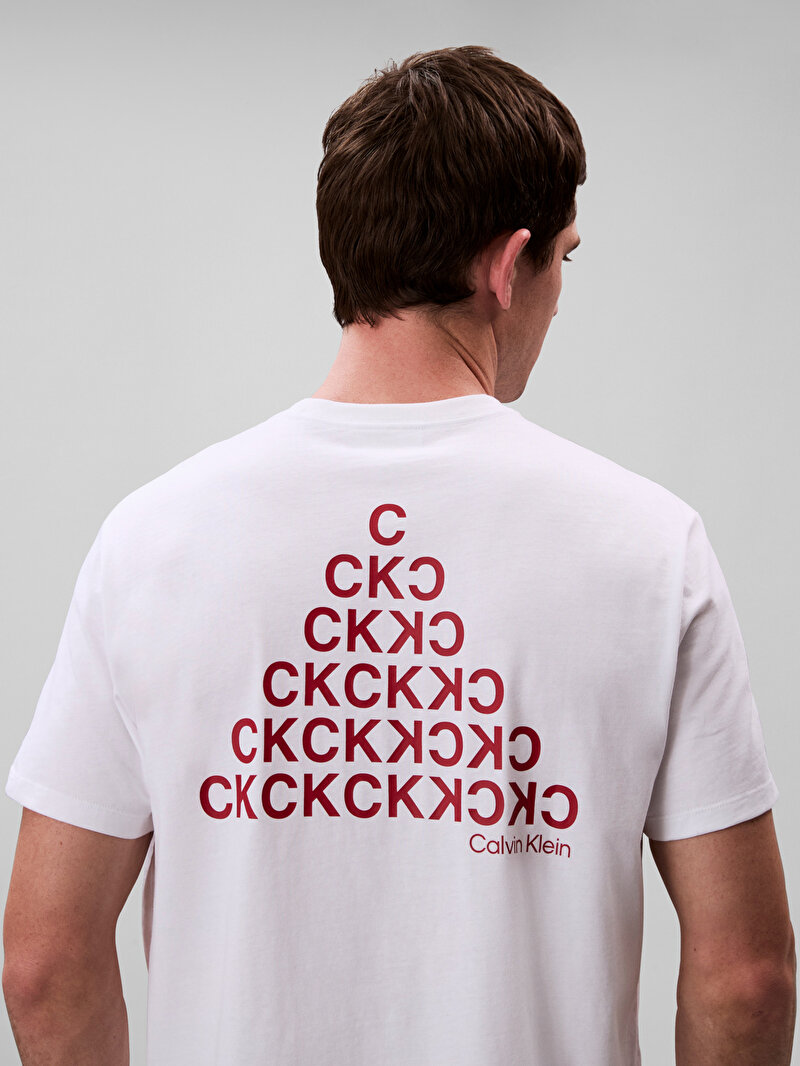 Calvin Klein Beyaz Renkli Erkek 20s Calvin T-shirt