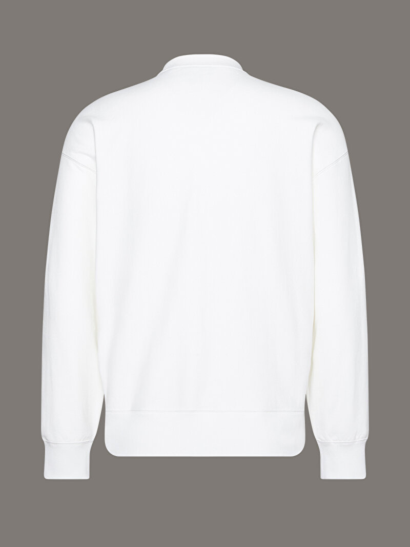 Calvin Klein Beyaz Renkli Erkek Premium Terry Monogram Sweatshirt