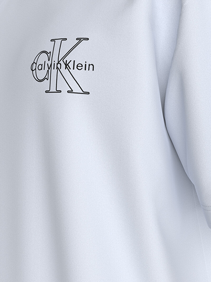 Calvin Klein Beyaz Renkli Erkek 30s Micro Monologo T-shirt