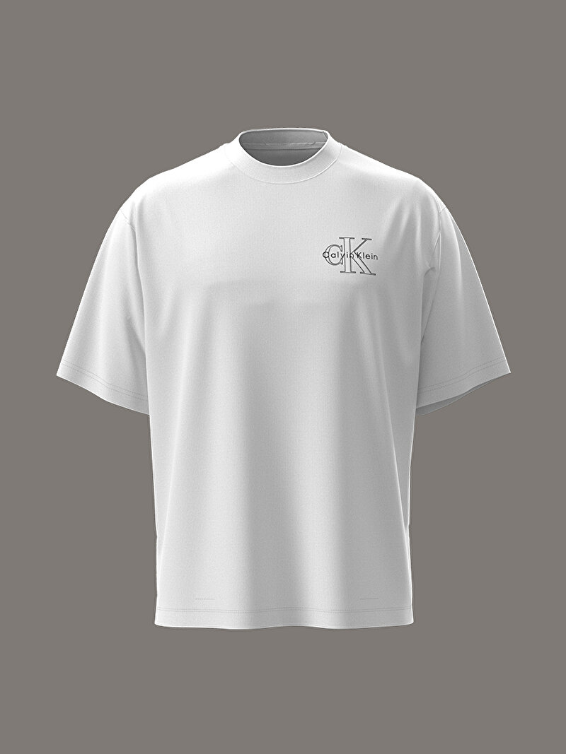 Calvin Klein Beyaz Renkli Erkek 30s Micro Monologo T-shirt
