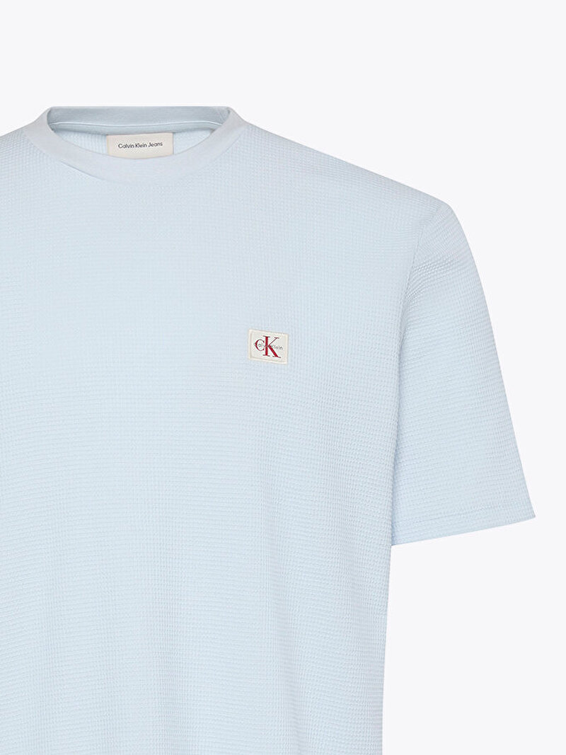 Calvin Klein Beyaz Renkli Erkek Waffle Badge Crew T-shirt