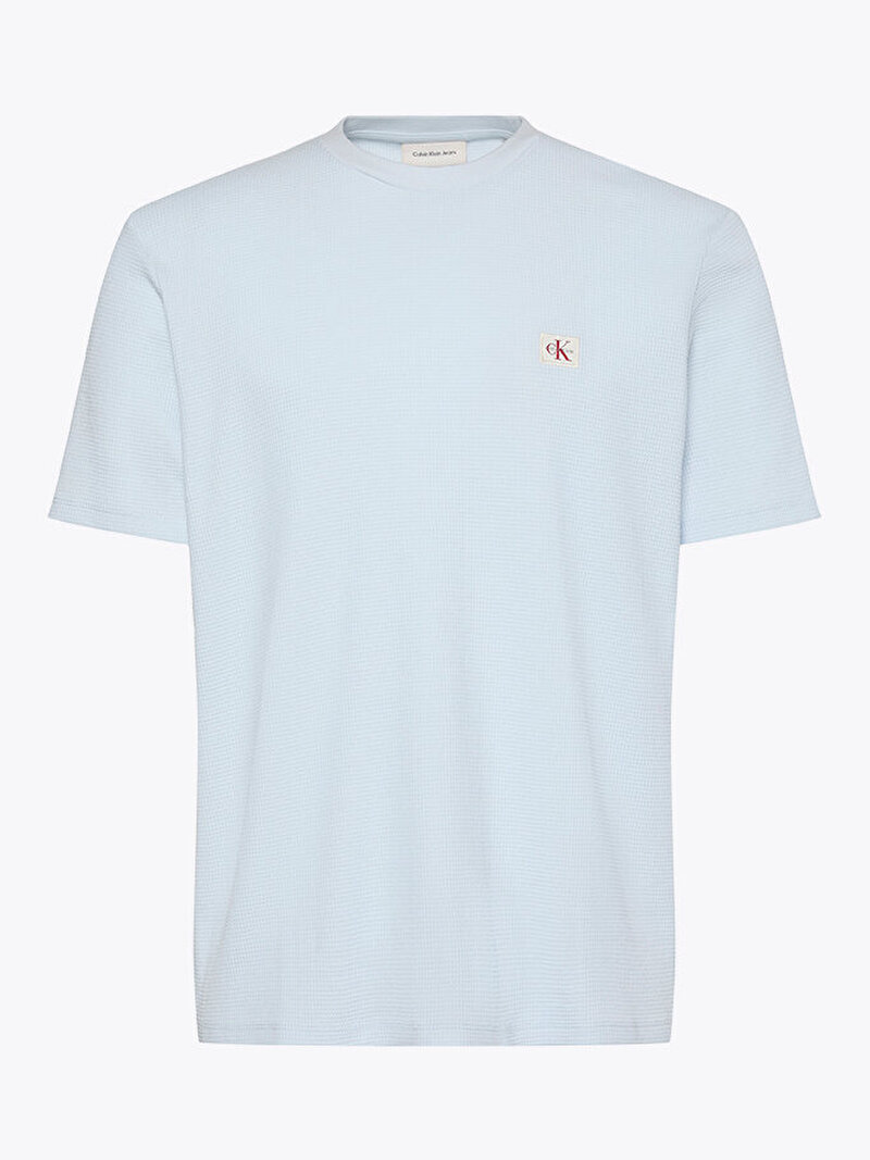 Calvin Klein Beyaz Renkli Erkek Waffle Badge Crew T-shirt