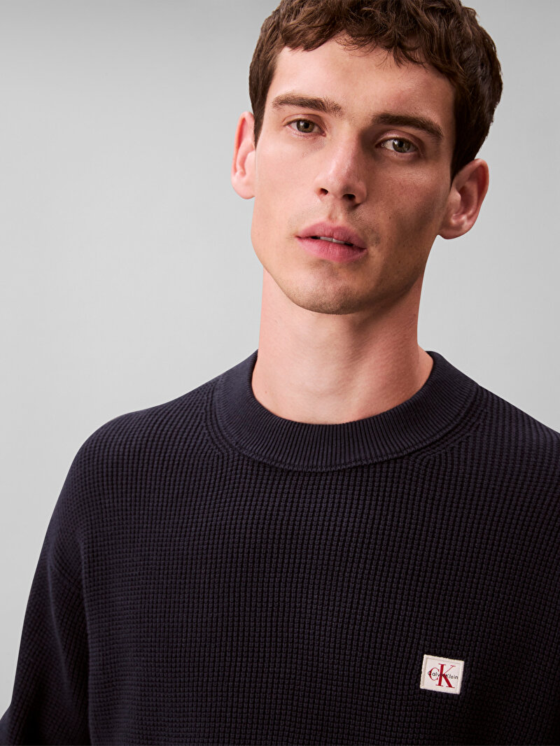 Calvin Klein Lacivert Renkli Erkek Cotton Waffle Kazak