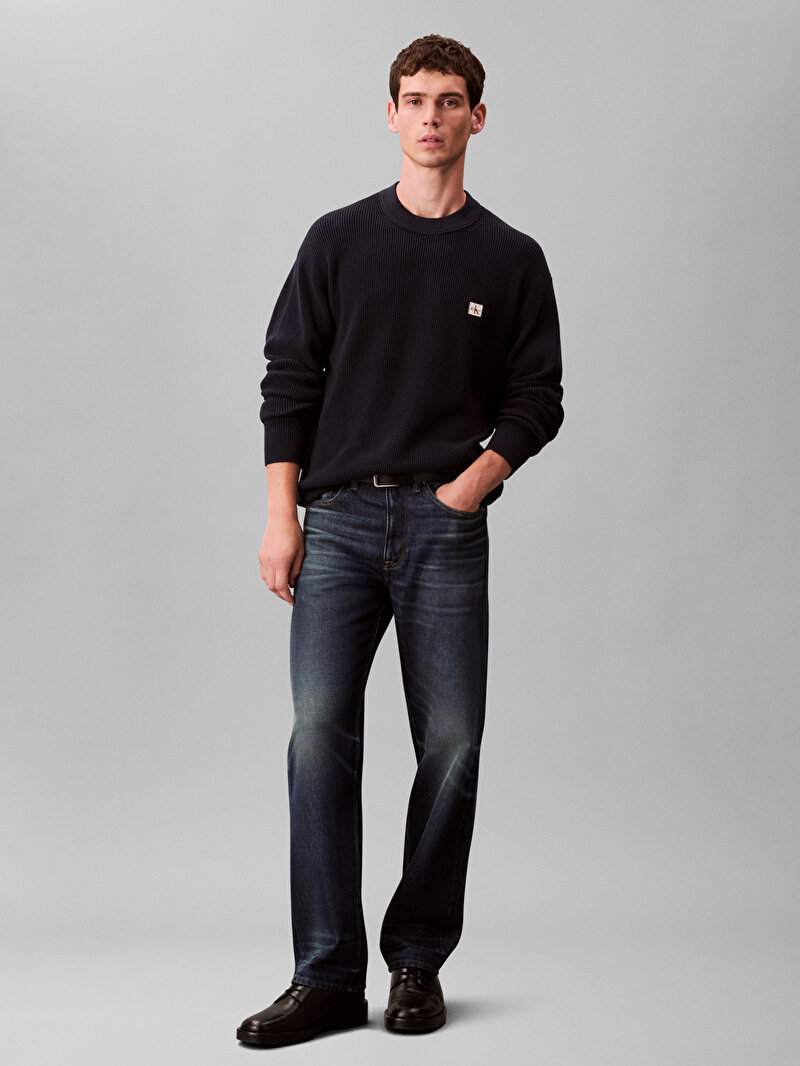 Calvin Klein Lacivert Renkli Erkek Cotton Waffle Kazak