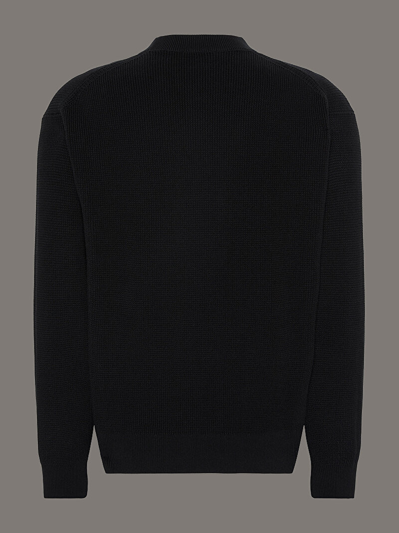 Calvin Klein Siyah Renkli Erkek Cotton Waffle Kazak