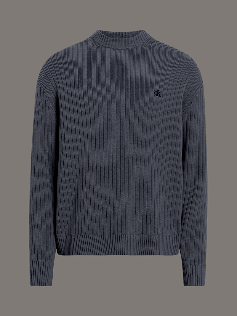 Calvin Klein Lacivert Renkli Erkek Vertical Texture Kazak