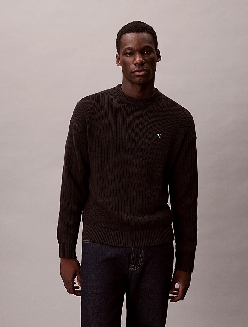 Calvin Klein Siyah Renkli Erkek Vertical Texture Kazak