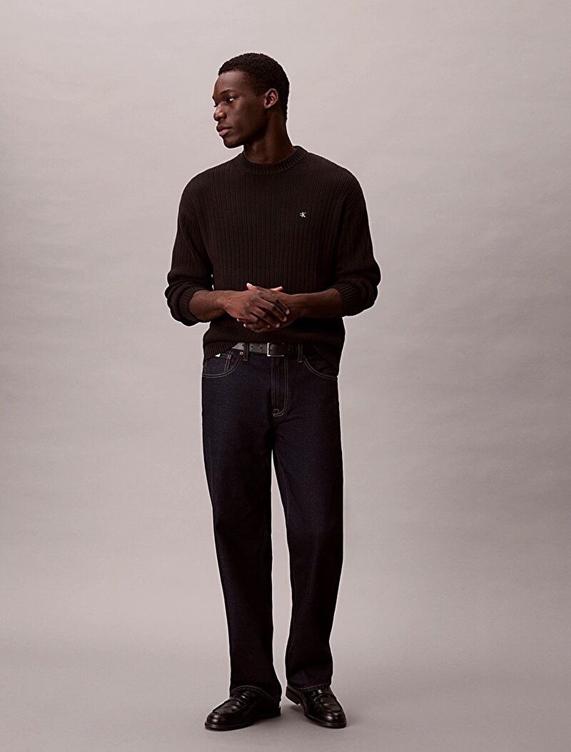 Calvin Klein Siyah Renkli Erkek Vertical Texture Kazak