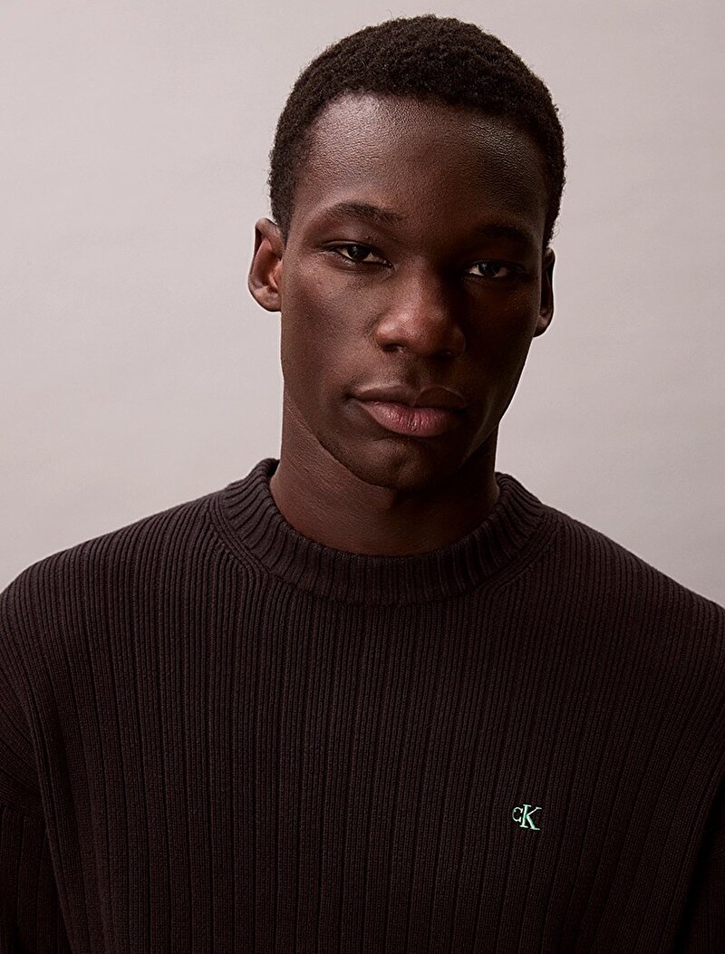 Calvin Klein Siyah Renkli Erkek Vertical Texture Kazak