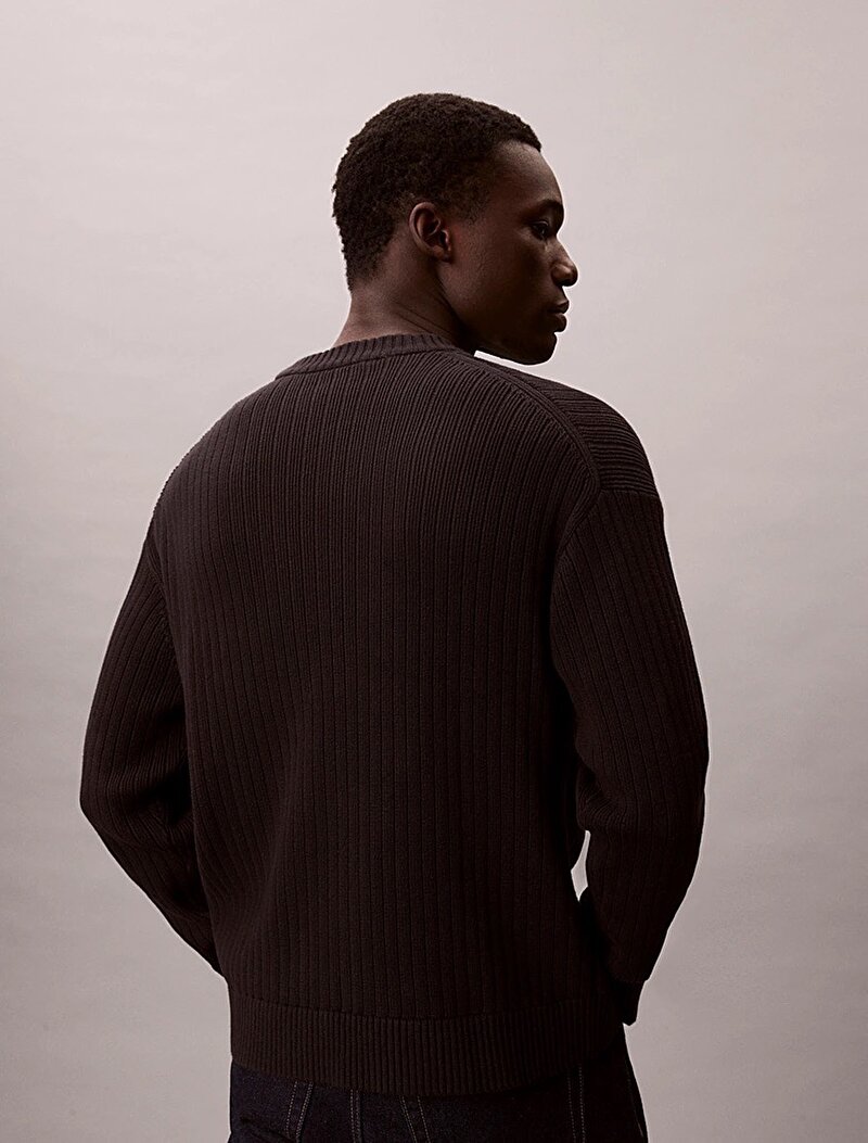 Calvin Klein Siyah Renkli Erkek Vertical Texture Kazak