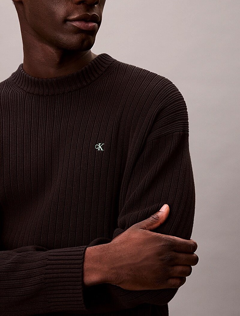 Calvin Klein Siyah Renkli Erkek Vertical Texture Kazak