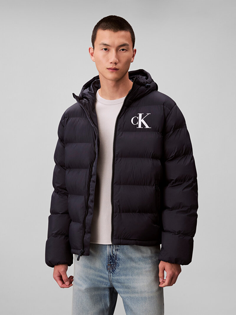 Calvin Klein Lacivert Renkli Erkek Naylon Monogram Mont