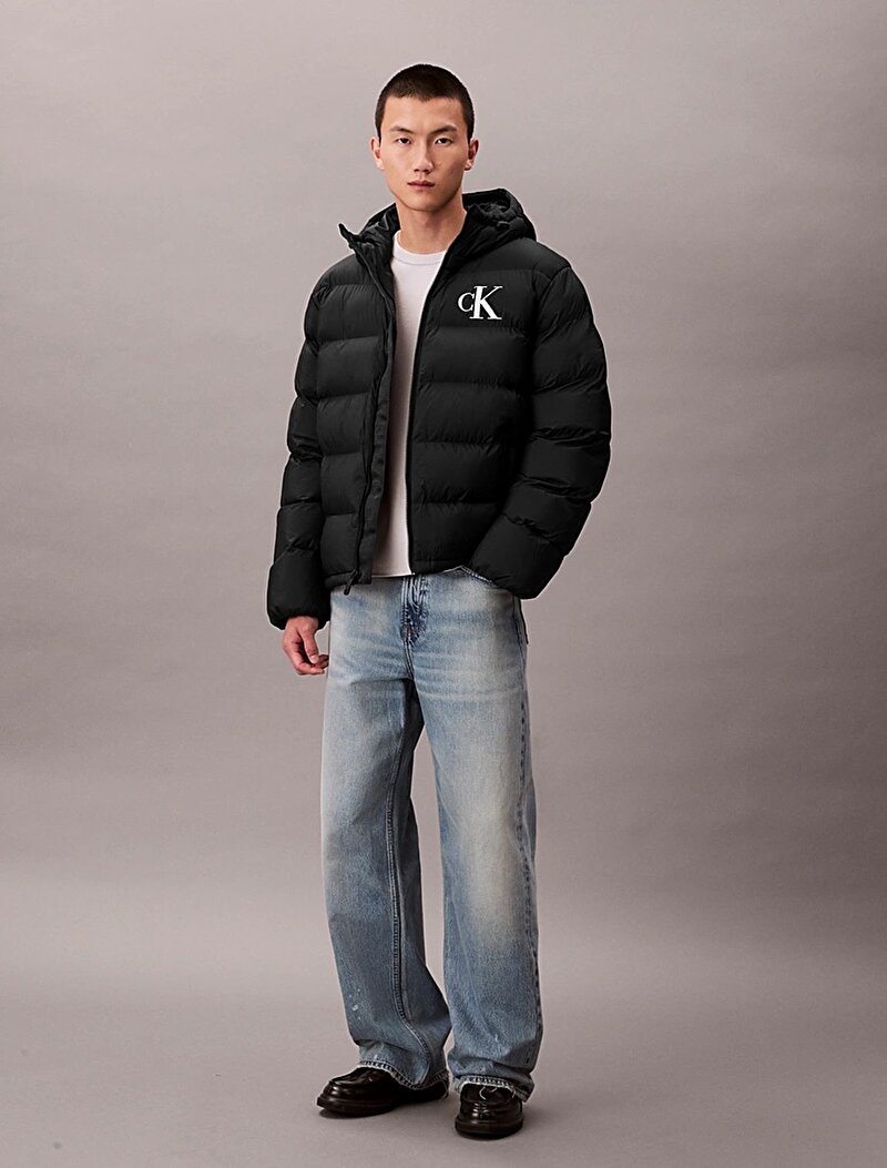 Calvin Klein Siyah Renkli Erkek Naylon Monogram Mont