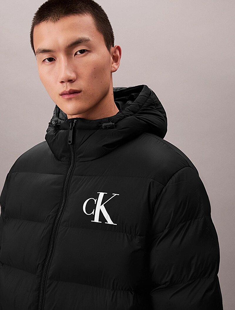Calvin Klein Siyah Renkli Erkek Naylon Monogram Mont