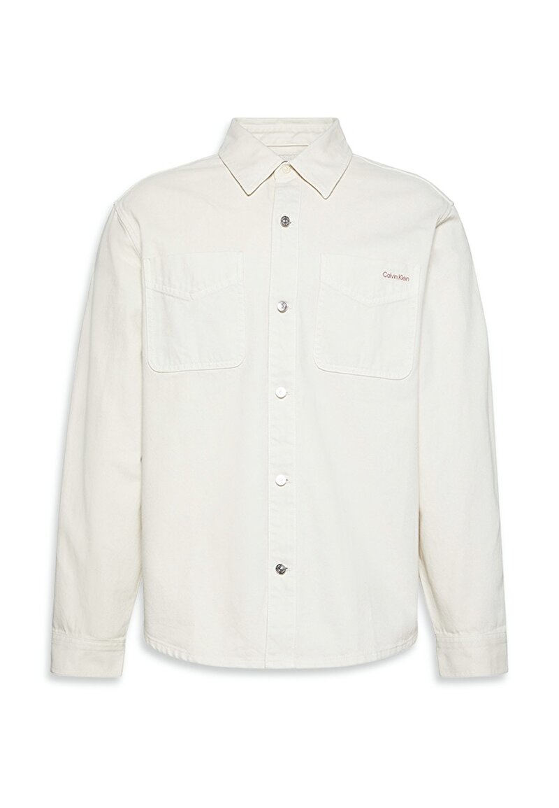 Calvin Klein Bej Renkli Erkek 90s Washed Bone Overshirt Gömlek