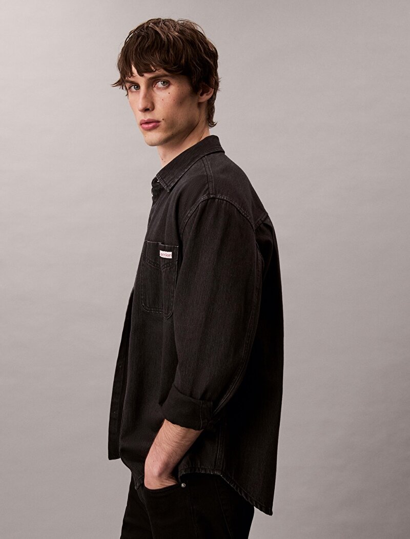 Calvin Klein Gri Renkli Erkek Classic 205 Black Gömlek