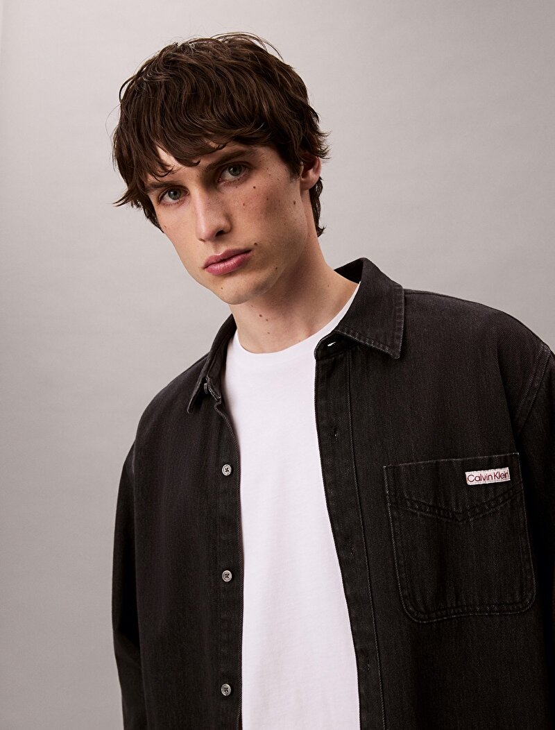 Calvin Klein Gri Renkli Erkek Classic 205 Black Gömlek