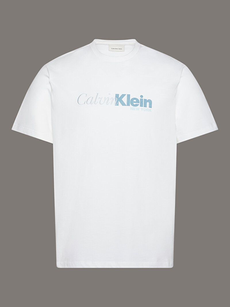 Calvin Klein Beyaz Renkli Erkek 20s Calvin T-shirt