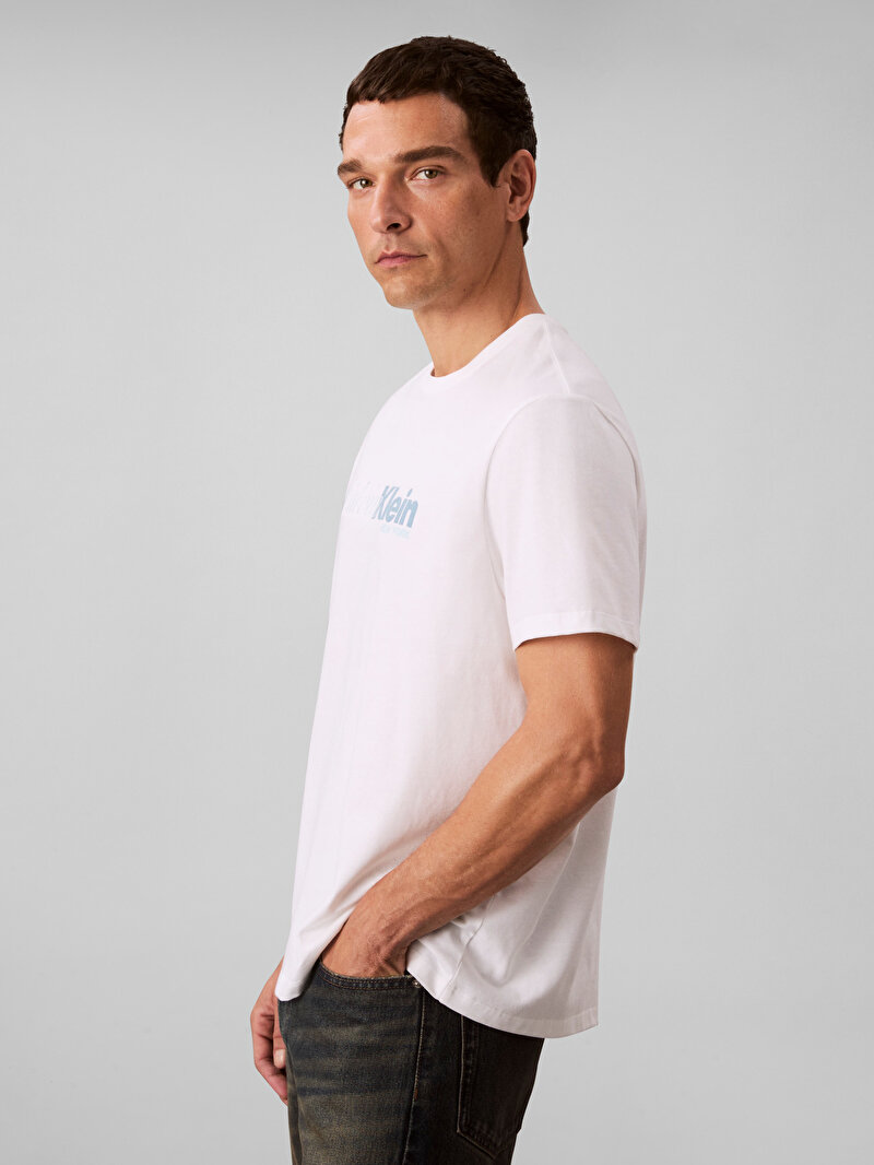 Calvin Klein Beyaz Renkli Erkek 20s Calvin T-shirt