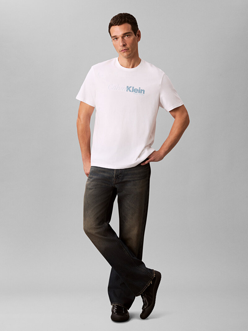 Calvin Klein Beyaz Renkli Erkek 20s Calvin T-shirt