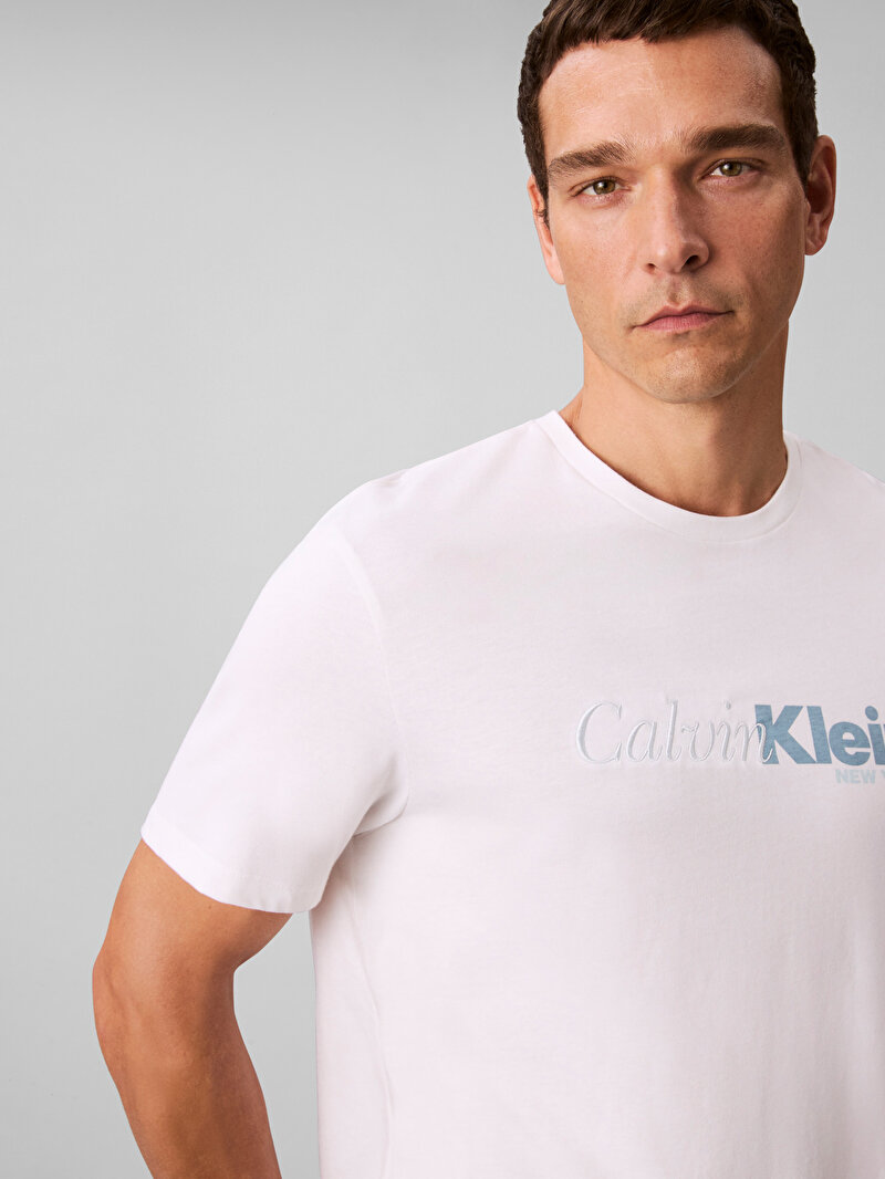 Calvin Klein Beyaz Renkli Erkek 20s Calvin T-shirt