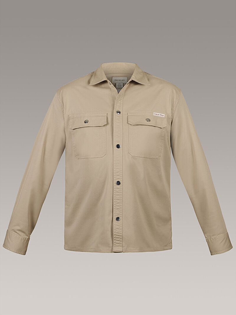 Calvin Klein Bej Renkli Erkek Utility Relaxed Gömlek