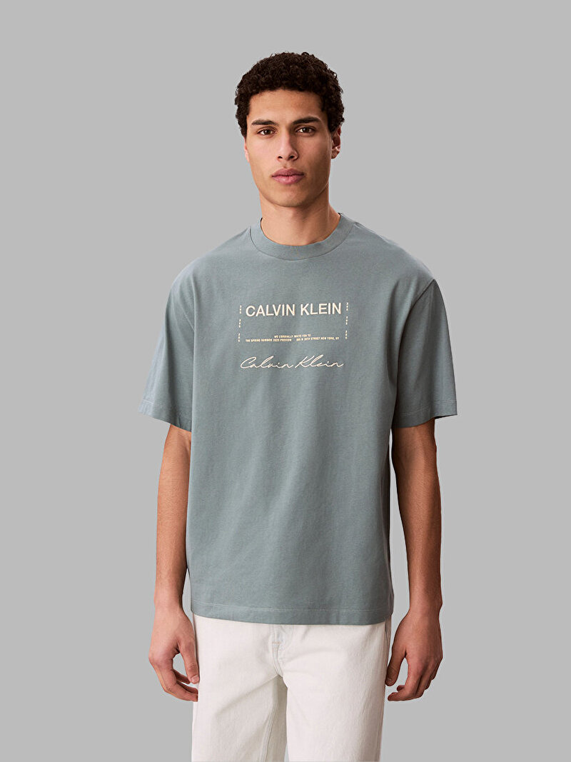 Calvin Klein Yeşil Renkli Erkek 16s Graphic T-shirt