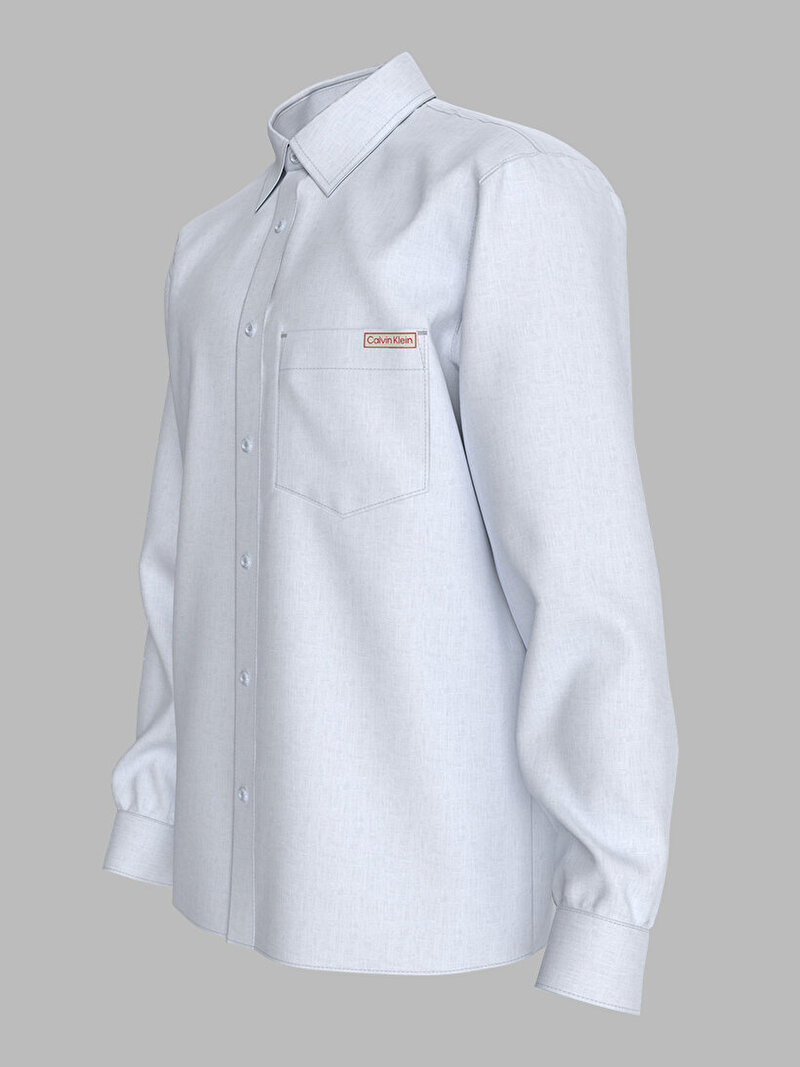 Calvin Klein Beyaz Renkli Erkek Linen Gömlek