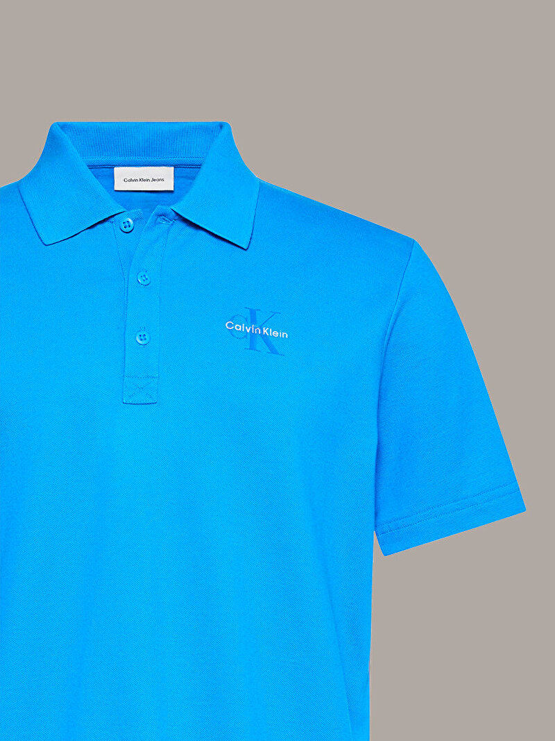 Calvin Klein Mavi Renkli Erkek Monologo Casual Polo T-shirt