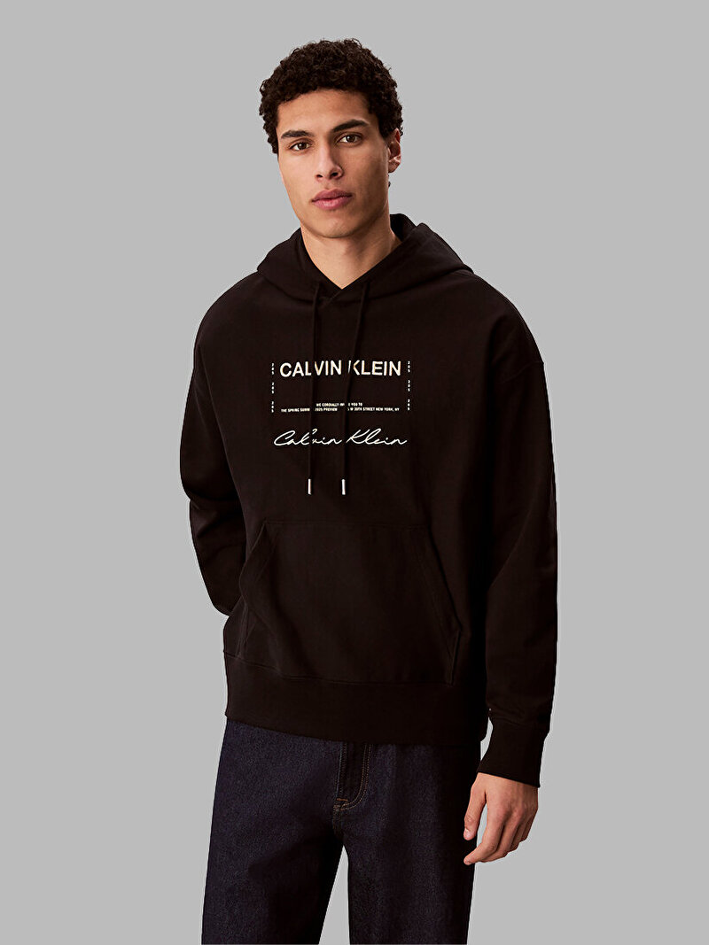Calvin Klein Siyah Renkli Erkek Premium Terry Sweatshirt