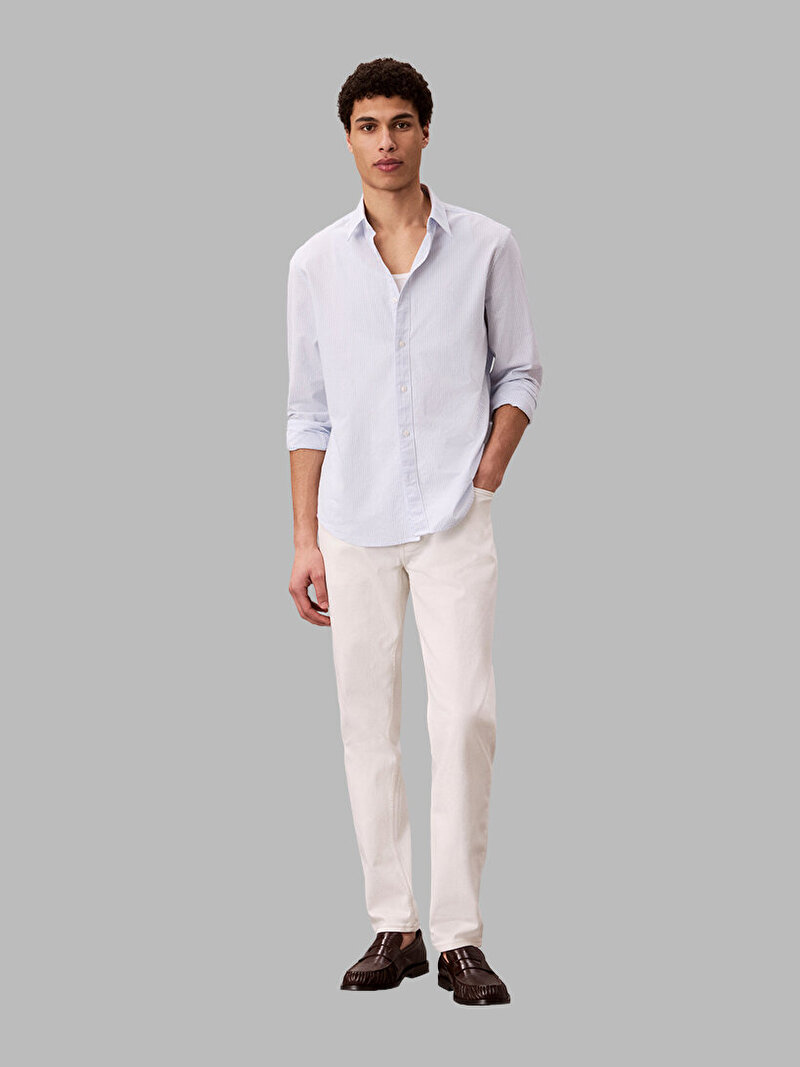 Calvin Klein Beyaz Renkli Erkek Classic Taper Chalk Jean Pantolon