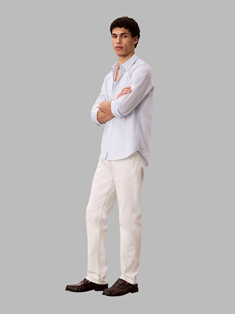 Calvin Klein Beyaz Renkli Erkek Classic Taper Chalk Jean Pantolon