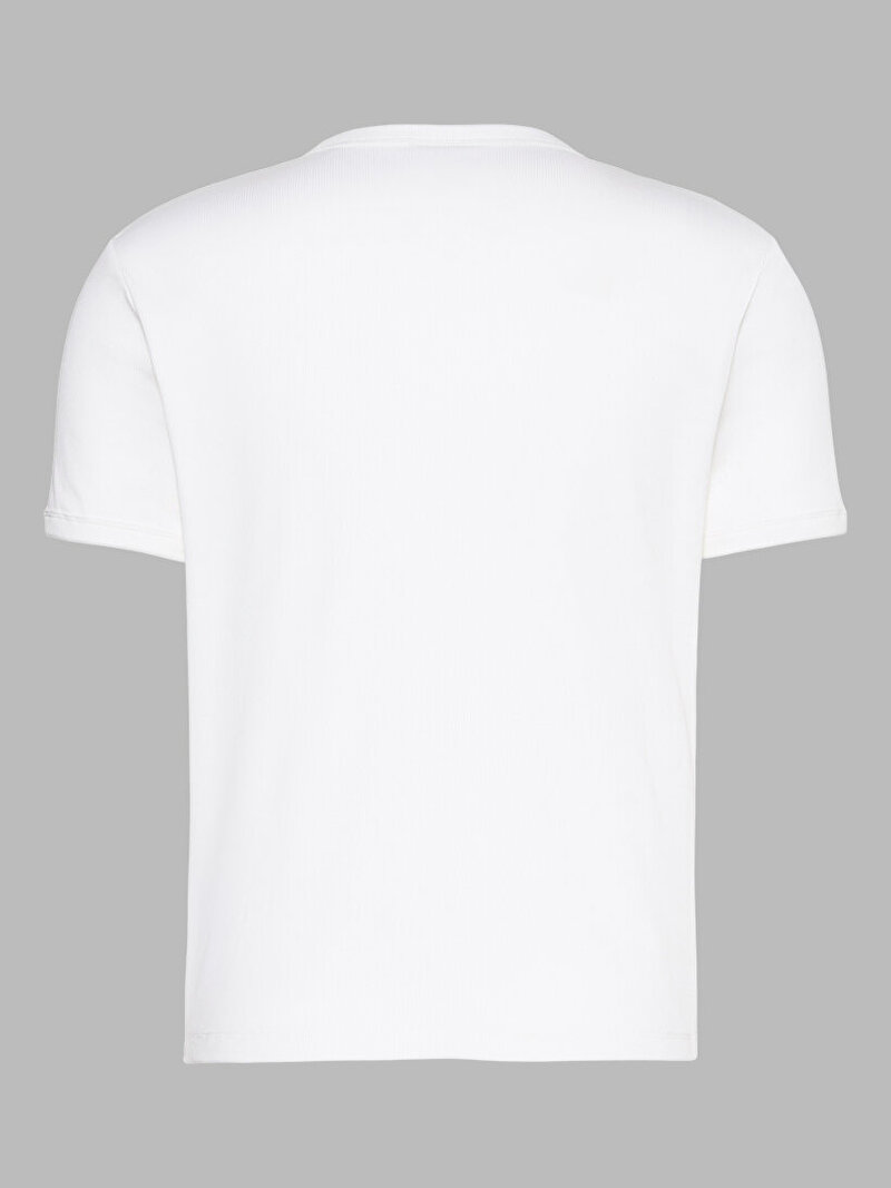 Calvin Klein Beyaz Renkli Erkek Rib Slim T-shirt